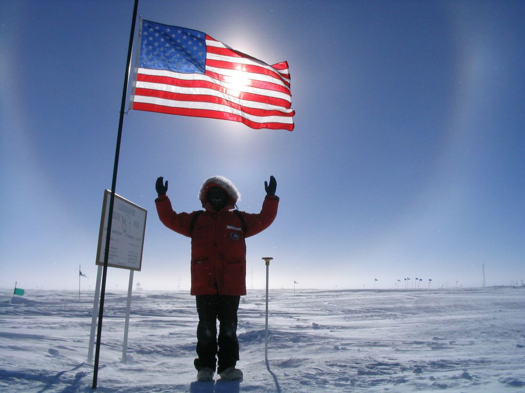 Photo op at ceremonial South Pole